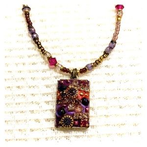 16” necklace with shades of purple/garnet